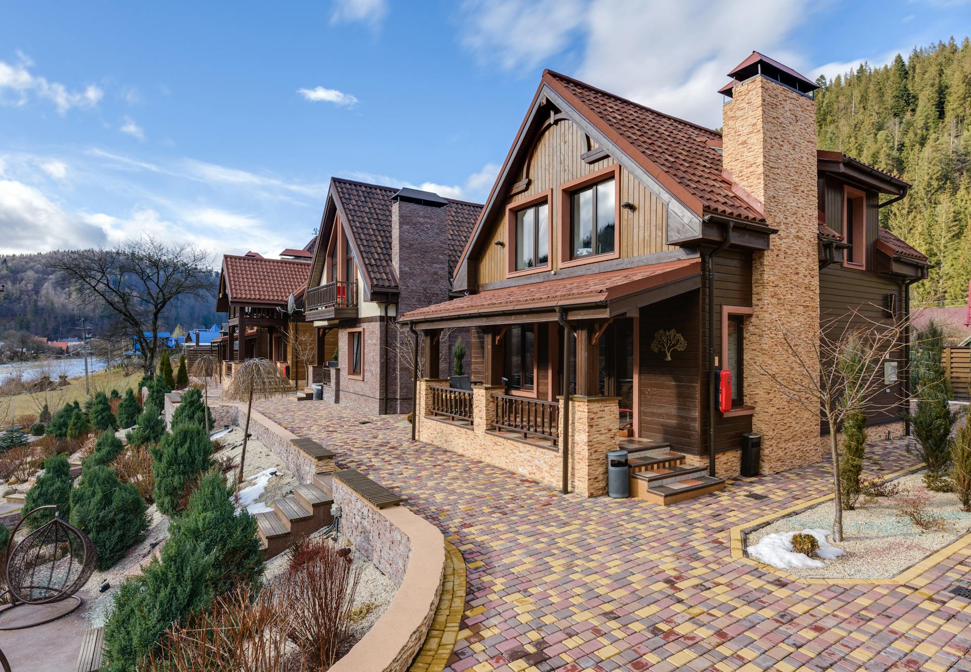 cabaña vacacional con terraza y barbacoa